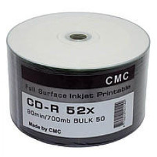 CMC Magnetics CD-R 700 MB 52x, Full-face inkjet printable white glossy, Bulk/50