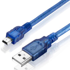 AM/Micro 5 pin 0.3м  прозорий синій  кабель