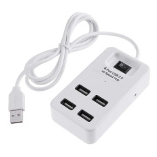 Хаб USB 2.0 4 порти, White, 480Mbts з вимикачем (08646)