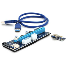 PCE164P-N04/ VER 008S Riser PCI-EX, x1=/x16, 4-pin/6-pin/Sata, USB 3.0 AM-AM 0,6
