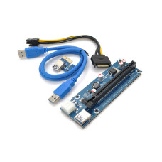 Riser PCI-EX, x1=/x16, 6-pin, SATA=/6Pin, USB 3.0 AM-AM 0,6 м