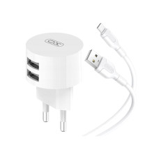 XO L62 2USB / 2.4A + Data Cable USB to Type-C white