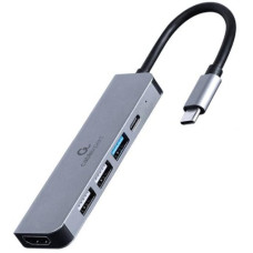 Хаб USB Type-C Cablexpert 5in1 HDMI/USB/Type-C, Grey