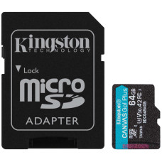 Kingston Canvas Go Plus Class 10 UHS-I U3 V30 A2 Micro SDXC 64GB with adapter (S